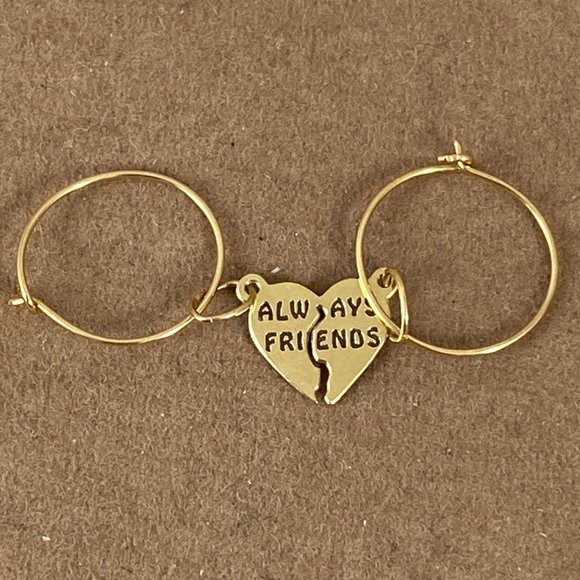 SOLD OUT 14K  Always Friends to share with Hoop Earrings - Picture 1 of 6